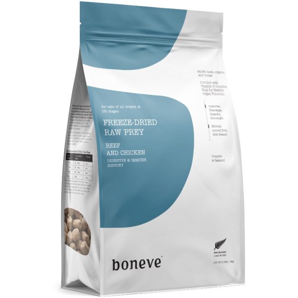 15% OFF: Boneve Beef & Chicken Digestive & Immune Support Grain-Free Freeze-Dried Raw Cat Food Online Sale