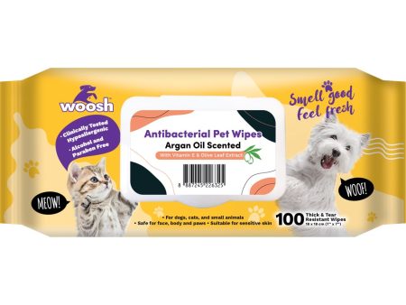 Woosh Argan Oil Scented Antibacterial Pet Wipes 100pcs Supply