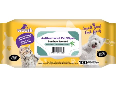 Woosh Bamboo Scented Antibacterial Pet Wipes 100pcs For Sale