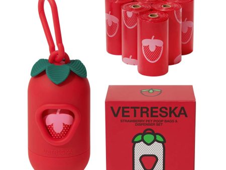 VETRESKA Strawberry Dog Poop Bag Dispenser Set Supply