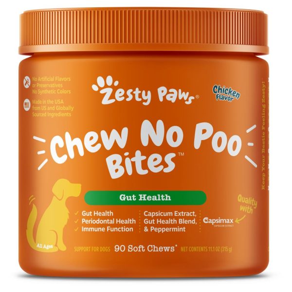 Zesty Paws Chew No Poo Bites Chicken Flavor Dog Supplement Chews 90ct Online now