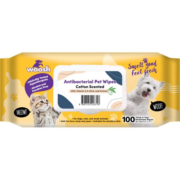 Woosh Cotton Scented Antibacterial Pet Wipes 100pcs Fashion