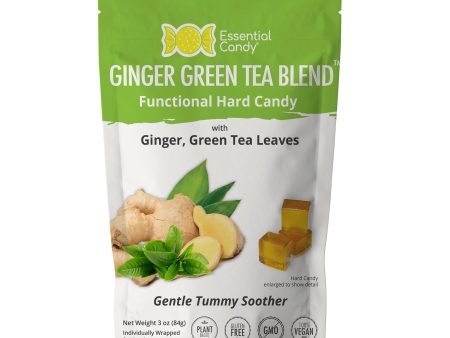 Ginger Green Tea Blend Functional Hard Candy, Soothe Tummy, Gluten-Free, Non-GMO, Vegan Supply