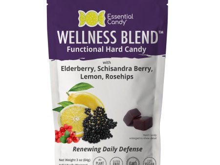 Wellness Blend Functional Hard Candy, Daily Defense, Elderberry, Schisandra Berry, Lemon, Rosehips, Gluten-Free, Non-GMO, Vegan Online Hot Sale