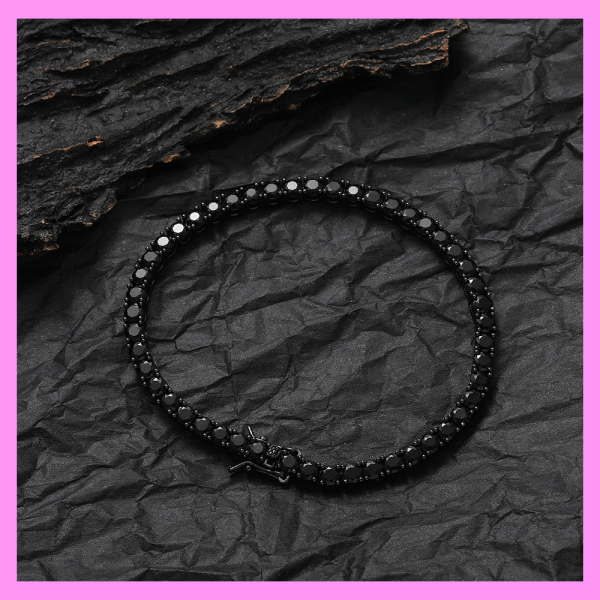 【2-43.1#】Black Tennis Bracelet  for female fashion daily engagement wedding anniversary birthday present Online Hot Sale