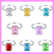 【1-01.10】Colour Princess Cut Clean Ring  for female fashion daily engagement wedding anniversary birthday present Hot on Sale