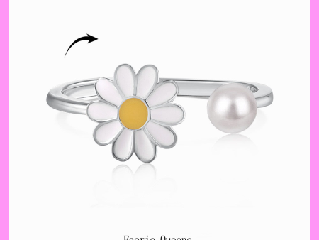 【1-01.35#】Adjustable Spinning Daisy Ring for female fashion daily engagement wedding anniversary birthday present Fashion