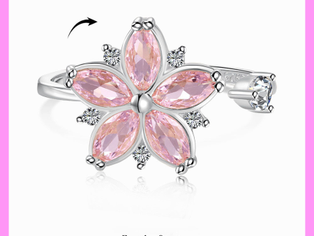 【1-01.28#】Adjustable Spinning Peach Blossom Ring for female fashion daily engagement wedding anniversary birthday present Discount