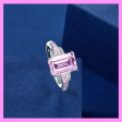 【1-01.45#】Candy Pink Four-Prong Set Ring With Half-Band Decoration  for female fashion daily engagement wedding anniversary birthday present For Discount