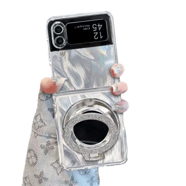 [4-9]Mirror stand for galaxyzflip3 4 5 6 case protective cover premium sense folding fashion Fashion