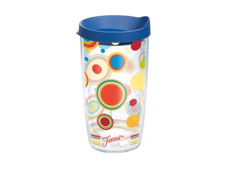 Fiesta® Dots Poppy 16 oz Tumbler with Blue Lid For Cheap