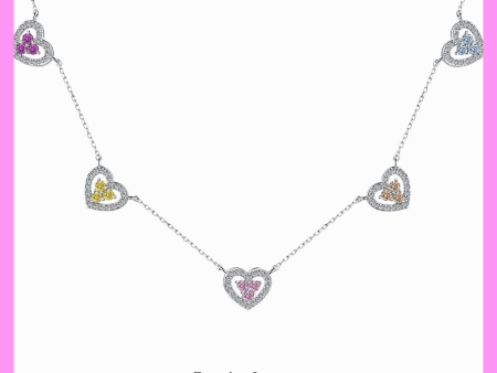 【3-32.5#】Five Hearts Chain Necklace for female fashion daily engagement wedding anniversary birthday present Fashion