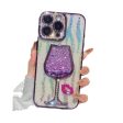 【3-3】Suitable for Apple 16promax phone case 15 electroplating Feather Glitter Quicksand Wine Glasses drop-proof 14 13plus phone case, fashionable Discount