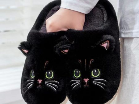 Cute Cat Plush Slippers Winter Warm Online