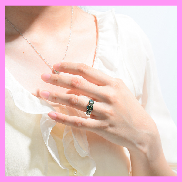 【1-01.11#】Three Setting Ring  for female fashion daily engagement wedding anniversary birthday present For Sale