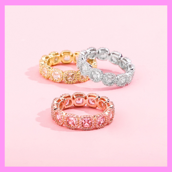 【1-01.13#】Square Band Ring  for female fashion daily engagement wedding anniversary birthday present Fashion