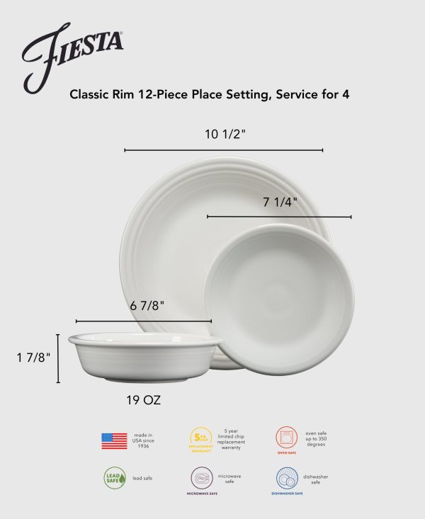 Retired Classic Rim 12-Piece Dinnerware Set, Service for 4 Sale