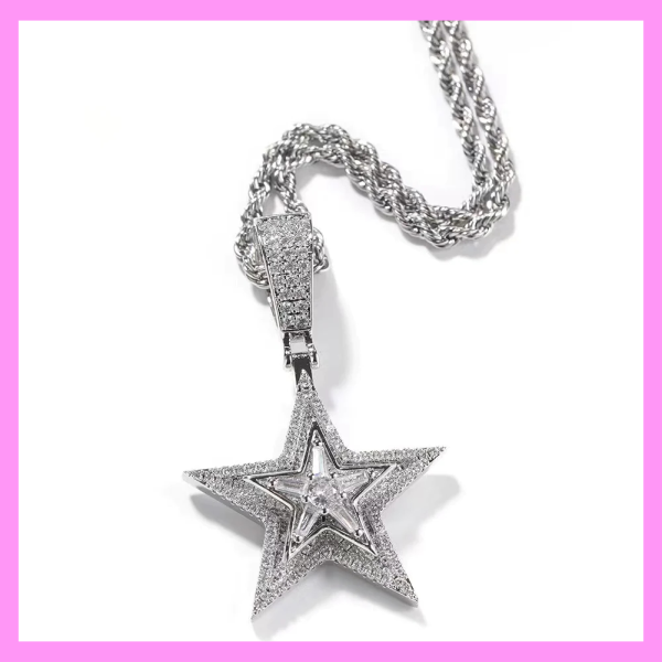 【3-25#】spin star necklaces for female male daily Cheap