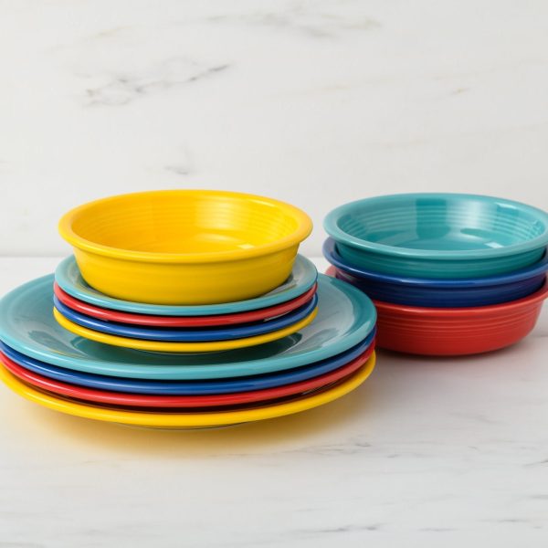 Vibrant Classic Rim 12-Piece Dinnerware Set, Service for 4 Discount