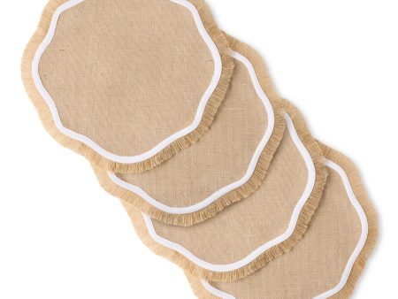 Hessian Textured Jute Scallop Border Placemat Set of 4 Hot on Sale