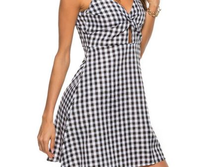 V-necked dress with suspenders For Discount