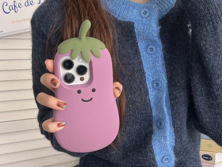 [3-7]Applicable Apple 16promax Eggplant Case iPhone 16 15 14 13pro three-dimensional cute fun case Sale