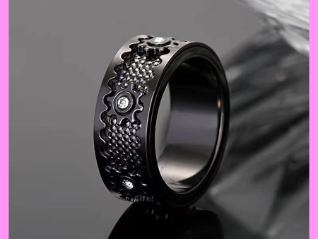 【1-08#】Good luck black and white move ring for male Exquise elegant gorgeous daily birthday Online