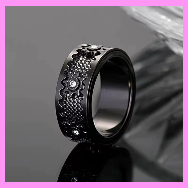 【1-08#】Good luck black and white move ring for male Exquise elegant gorgeous daily birthday Online