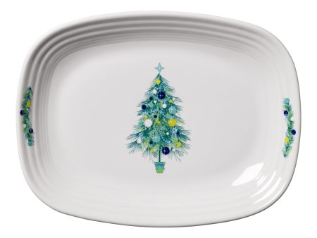 Blue Christmas Tree 12 Inch Large Rectangular Platter For Cheap