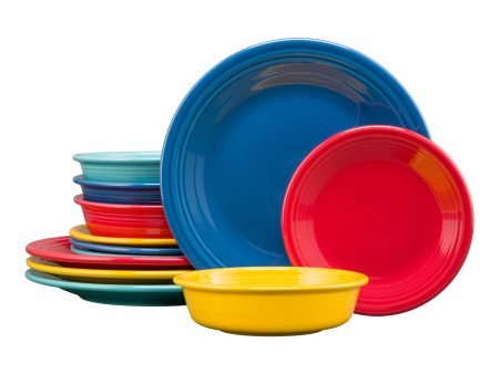 Vibrant Classic Rim 12-Piece Dinnerware Set, Service for 4 Discount