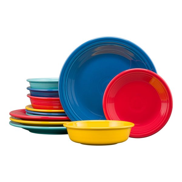 Vibrant Classic Rim 12-Piece Dinnerware Set, Service for 4 Discount