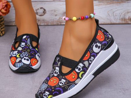 Halloween Pumpkin Ghost Print Flat Fashion