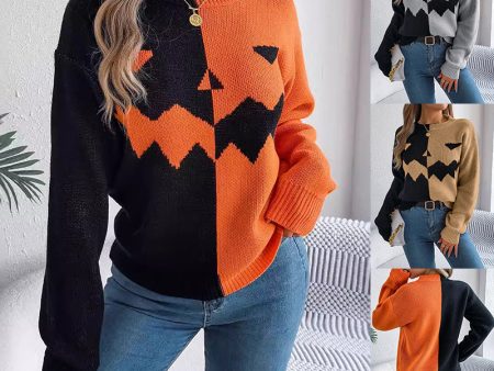 Halloween Contrast-color Pullover Online Hot Sale