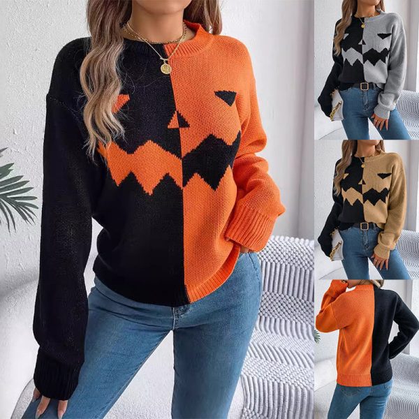 Halloween Contrast-color Pullover Online Hot Sale