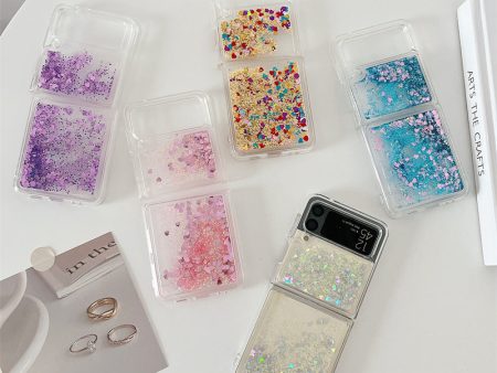 [4-13]Glitter Quicksand for Samsung Galaxy Z Flip3 Folding Screen Phone Case Transparent Creative Personalised Men and Women Flip6 For Cheap