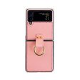 [4-6]Suitable for Samsung Zflip4 folding screen phone case fip6 solid colour simple sheepskin zflip3 finger ring phone case, fashion simple Hot on Sale