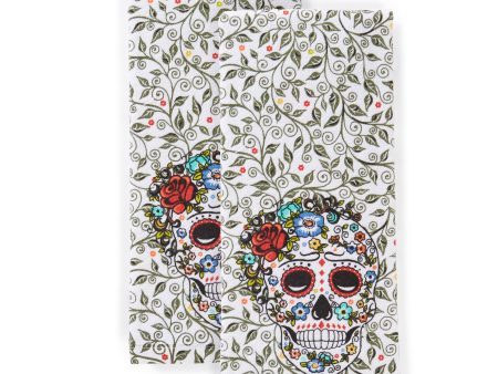 SKULL AND VINE SUGAR Kitchen Towel 2-Pack Set Hot on Sale