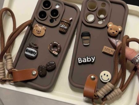 [2-3]Suitable for samsung s24ultra cell phone case s24 three-dimensional bear full package s23 hand lanyard coffee sweetheart smiley face Hot on Sale