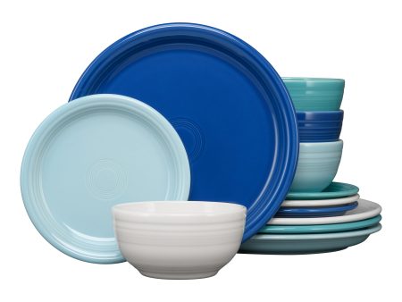 Coastal Blues Bistro Coupe 12-Piece Dinnerware Set, Service for 4 Discount