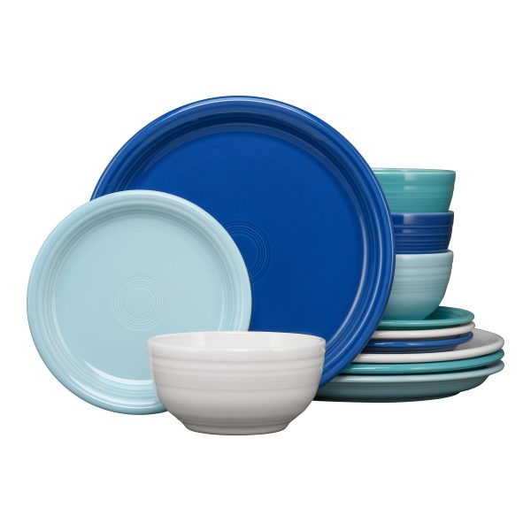 Coastal Blues Bistro Coupe 12-Piece Dinnerware Set, Service for 4 Discount