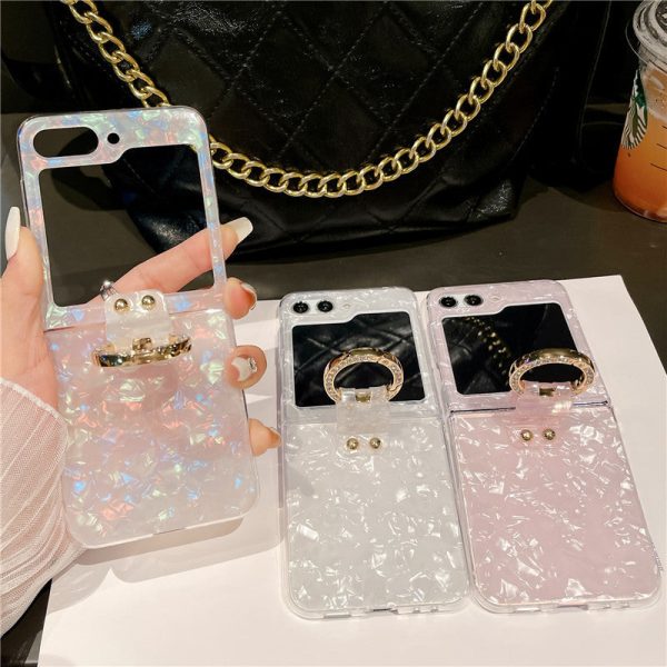 [4-5]Suitable for Samsung ZFlip6 case Galaxy Z flip5 folding shell pattern finger ring holder protective case phone case Discount