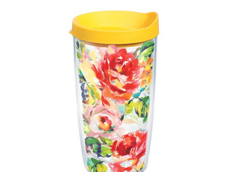 Fiesta® Floral Bouquet 16 oz Tumbler with Yellow Lid on Sale