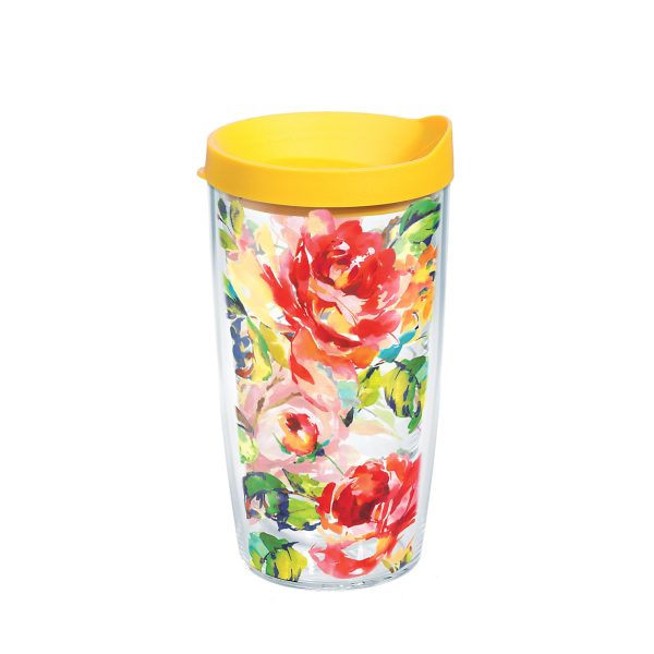 Fiesta® Floral Bouquet 16 oz Tumbler with Yellow Lid on Sale