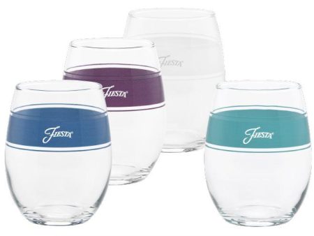 15 oz. Fiesta® Frame Stemless Wine Coastal – Set of 4 For Discount