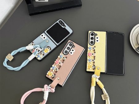 [4-16]Suitable for samsung zflip6 flip phone case fold fold5 handheld rope Findn3Flip puppy cartoon phone case fashion Online Hot Sale