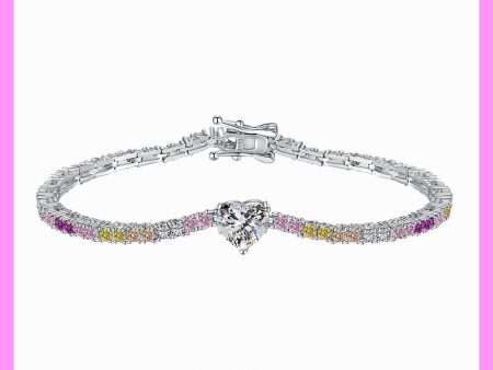 【2-43.6】Tennis Heart Bracelet for female fashion daily engagement wedding anniversary birthday present For Sale