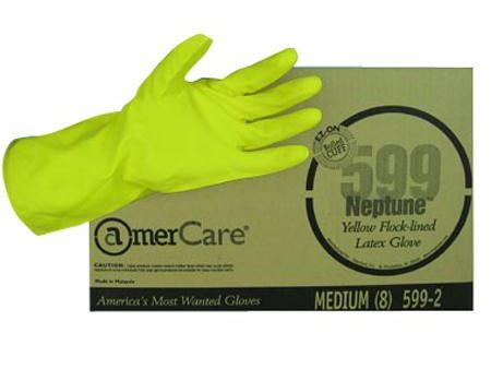 Yellow Flock Lined Latex Gloves-Yellow(Large) Cheap