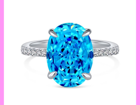 【1-01.31#】5 CT Blue Collection Ring for female fashion daily engagement wedding anniversary birthday present Cheap