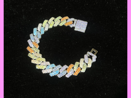 【2-43.4#】Rainbow Cuban Bracelet for female fashion daily engagement wedding anniversary birthday present Online