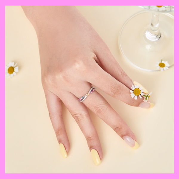 【1-01.15#】Rainbow Cross Double Band Ring  for female fashion daily engagement wedding anniversary birthday present Online Sale